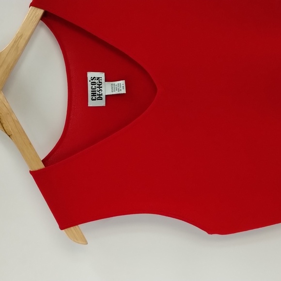 Chico's Designs tank solid red v neck size 3 XL 16 stretch sleeveless - Picture 2 of 7